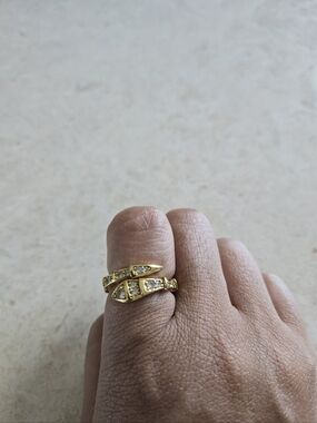 Brans New Bvlgari Style Serpentine  Stainless Steel Gold Plated Women's Ring